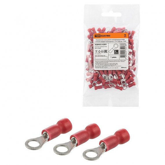 Фотография товара 'Tdm SQ0502-0201 Наконечник кольцевой изолированный НКИ с легким вводом проводника 1,5-4'