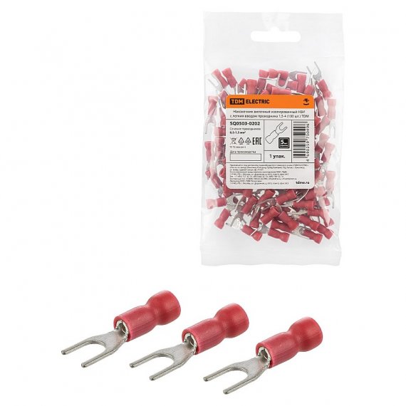 Фотография товара 'Tdm SQ0503-0202 Наконечник вилочный изолированный НВИ с легким вводом проводника 1,5-4'