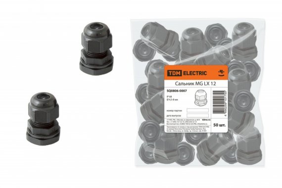Фотография товара 'Tdm Сальник MG LX 12 диаметр проводника 4,5-8мм IP68 SQ0806-0007'