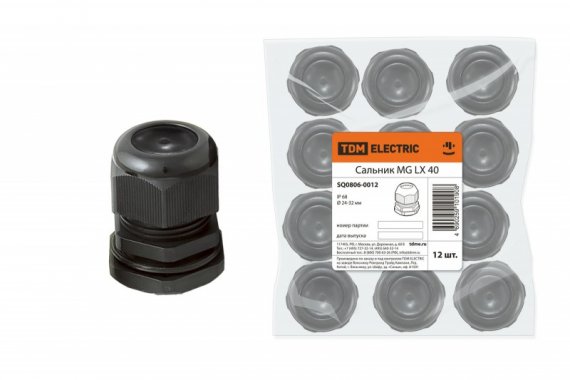 Фотография товара 'Tdm Сальник MG LX 40 диаметр проводника 24-32мм IP68 SQ0806-0012'