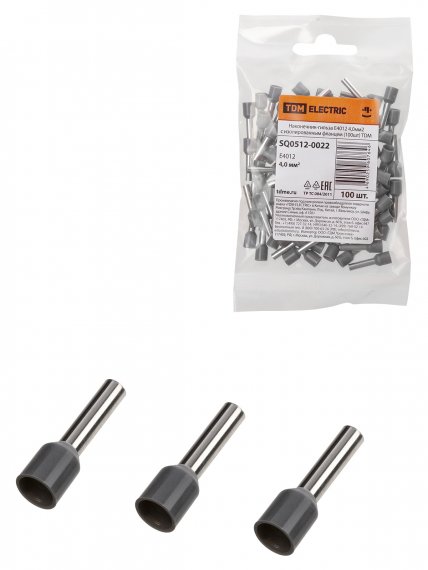 Фотография товара 'Tdm Наконечник-гильза Е4012 4,0мм2 с изолированным фланцем, SQ0512-0022'