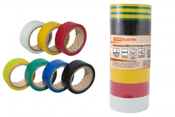 Фотография товара 'Tdm Изолента ПВХ 0,15*19мм 5м, SQ0526-0052'