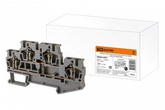 Фотография товара 'Tdm Двухуровневый зажим клеммный безвинтовой (ДЗКБ) 4 мм2 40А SQ0822-0070'