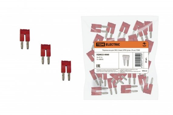 Фотография товара 'Tdm Перемычка для ЗКБ 2,5мм2 2PIN SQ0822-0060'