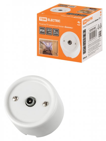 Фотография товара 'Tdm Розетка TV оконечная белая «Болонь», SQ1820-0053'