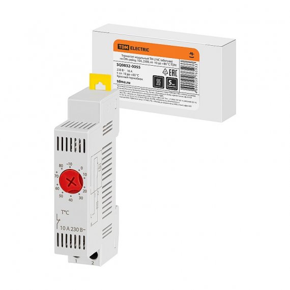 Фотография товара 'Tdm SQ0832-0055 Термостат модульный ТМ-2 NC (обогрев) на DIN-рейку, 10 А, 230 В'
