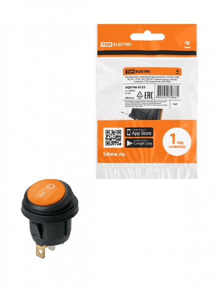 Фотография товара 'Tdm SQ0746-0153 KCD2-101N/FS 250В AC/DC, 1P, 6А, (3с), ON-OFF'