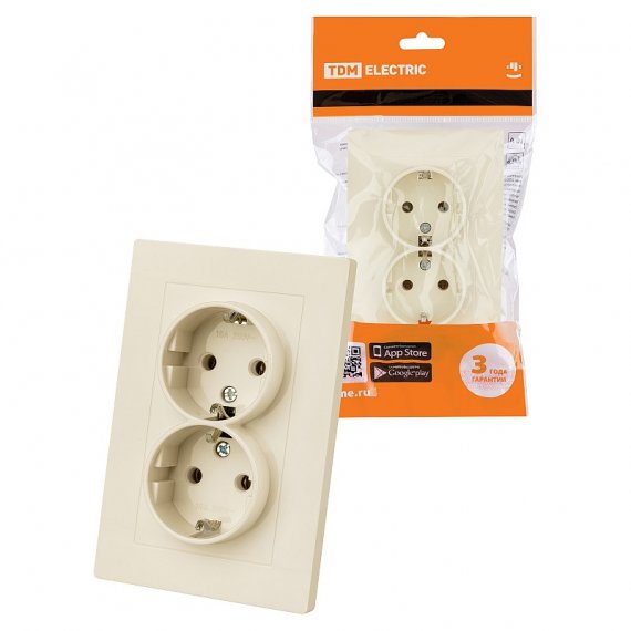 Фотография товара 'Tdm SQ1816-0136 Розетка двойная 2П+З 16А 250В'