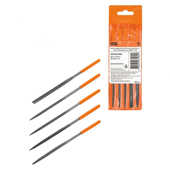 Фотография товара 'Tdm SQ1026-0302 Набор надфилей 5 шт, ?4 мм, длина 160 мм'