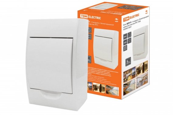 Фотография товара 'Tdm Бокс ЩРН-П-4модуля (б) навесной пластик IP41 SQ0903-0001'