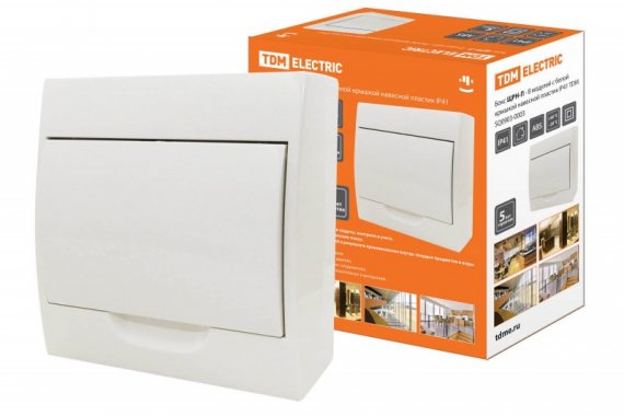 Фотография товара 'Tdm Бокс ЩРН-П-8модулей (б) навесной пластик IP41 SQ0903-0003'