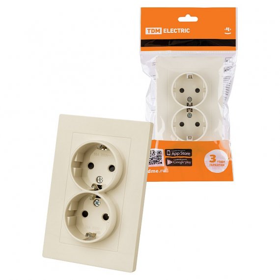 Фотография товара 'Tdm SQ1816-0137 Розетка двойная 2П+З 16А 250В с защ. шт.'