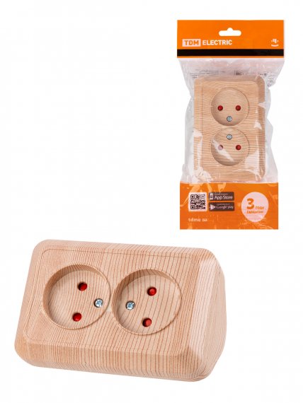 Фотография товара 'Tdm Розетка угловая двойная 2П открытой установки с защитными шторками IP20 250В 10А, SQ1801-0442'