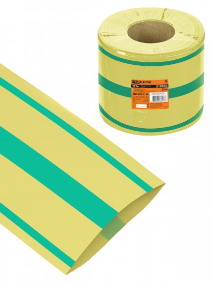 Фотография товара 'Tdm SQ0518-0150 Термоусаживаемая трубка ТУТнг 120/60 желто-зеленая (25 м/ролл)'