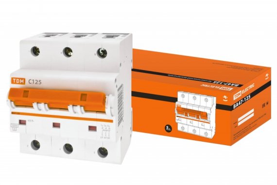 Фотография товара 'Tdm Автоматический выключатель ВА47-125, 3Р, 125А SQ0208-0084'