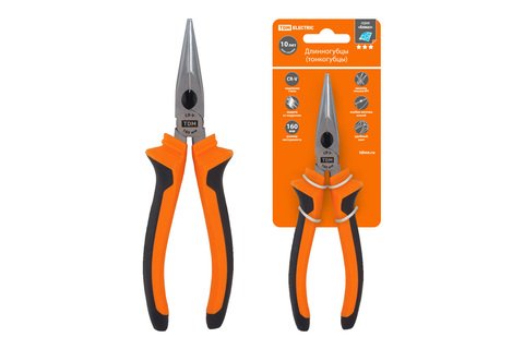 Фотография товара 'Tdm Длинногубцы (тонкогубцы), с двухкомпонентными рукоятками,CR-V сталь, 160 мм SQ1011-0202'