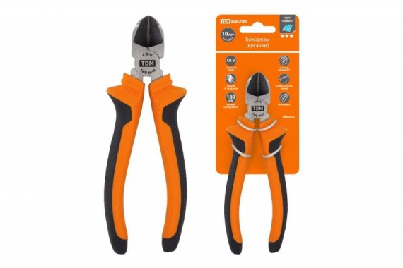 Фотография товара 'Tdm Бокорезы (кусачки), с двухкомпонентными рукоятками, CR-V сталь SQ1012-0203'