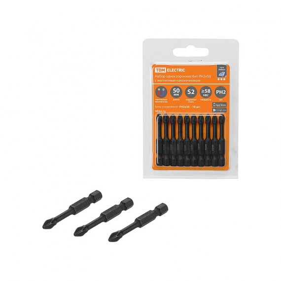 Фотография товара 'Tdm SQ1019-0442 Набор бит PH2x50, односторонних, сталь S2, Е 1/4"'
