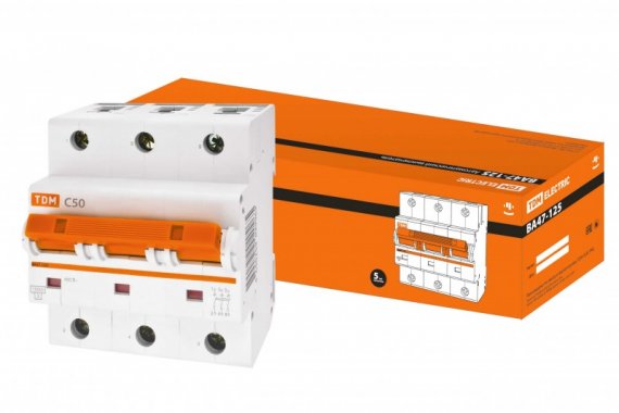 Фотография товара 'Tdm Автоматический выключатель ВА47-125, 3Р, 50А SQ0208-0080'