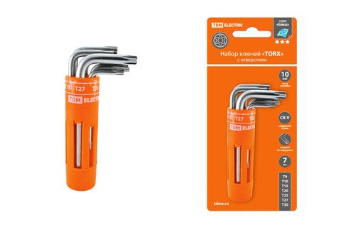 Фотография товара 'Tdm Набор ключей "TORX" с отверстием SQ1021-0101'