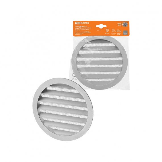 Фотография товара 'Tdm SQ1807-0803 Решетка вентиляционная круглая алюминиевая с москитной сеткой, с фланцем d160'