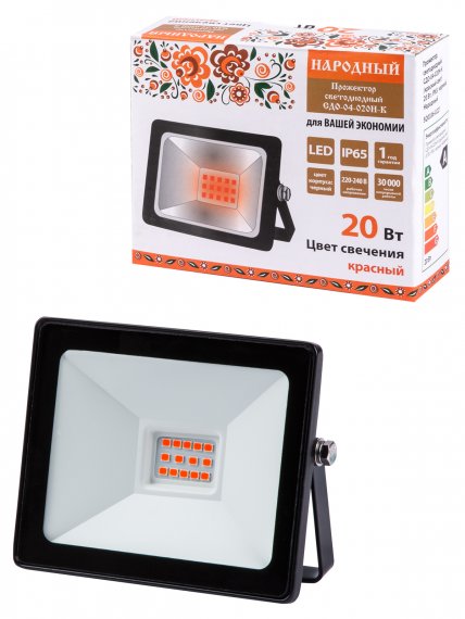Фотография товара 'Tdm Прожектор светодиодный СДО-04-020Н-К (красный свет) 20 Вт, IP65, SQ0336-0221'