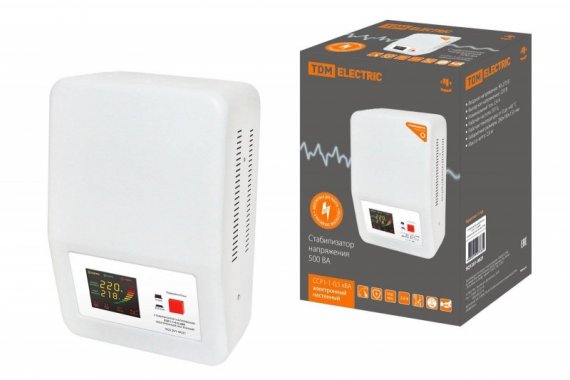 Фотография товара 'Tdm Стабилизатор напряжения ССР1-1-0,5кВА электронный настенный SQ1201-0021'