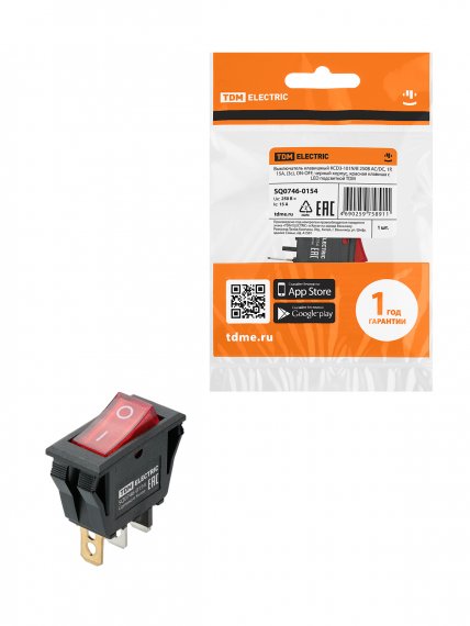 Фотография товара 'Tdm SQ0746-0154 KCD3-101N/B 250В AC/DC, 1P, 15А, (3с), ON-OFF'