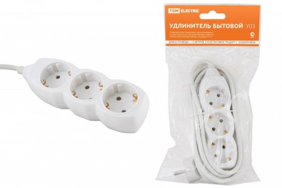 Фотография товара 'Tdm Удлинитель бытовой У03 3 гнезда SQ1303-0002'