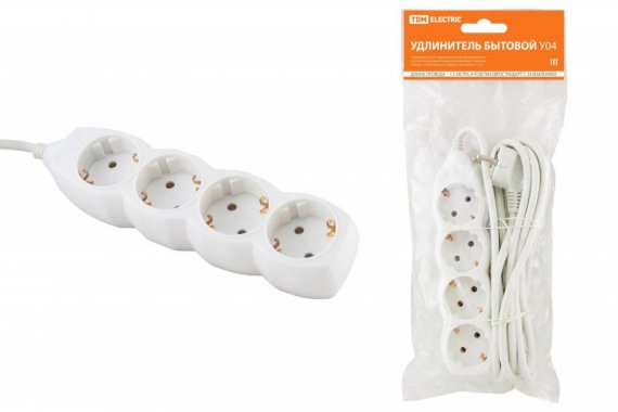 Фотография товара 'Tdm Удлинитель бытовой У04 4 гнезда SQ1303-0010'