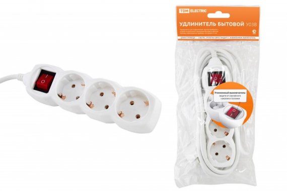 Фотография товара 'Tdm Удлинитель бытовой У03В выключатель SQ1303-0101'