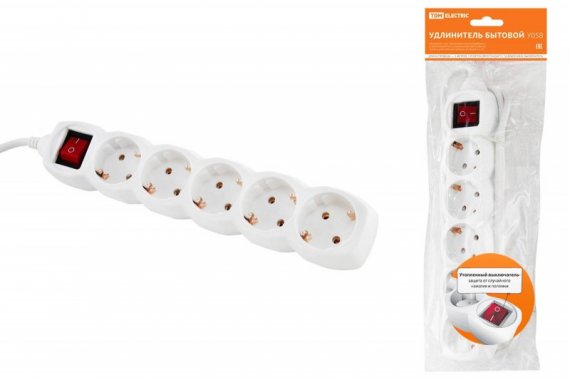 Фотография товара 'Tdm Удлинитель бытовой У05В выключатель, 5 гнезд SQ1303-0122'