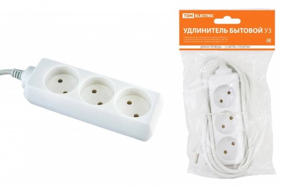 Фотография товара 'Tdm Удлинитель бытовой У3 3 гнезда SQ1303-0200'