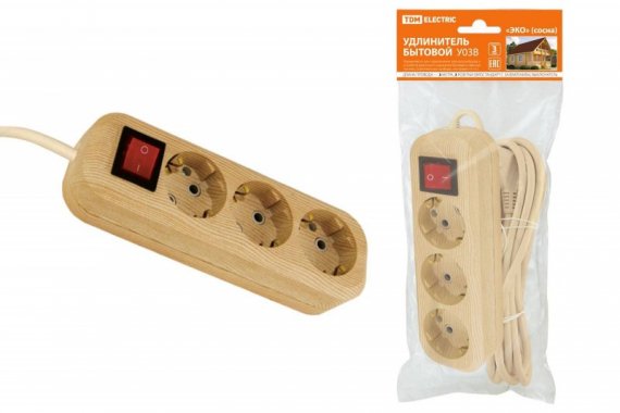 Фотография товара 'Tdm Удлинитель бытовой У03В выключатель, 3 гнезда, 3метра SQ1303-2101'