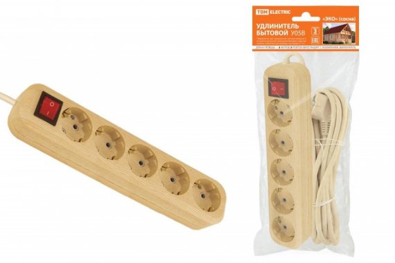 Фотография товара 'Tdm Удлинитель бытовой У05В выключатель, 5 гнезд SQ1303-2122'