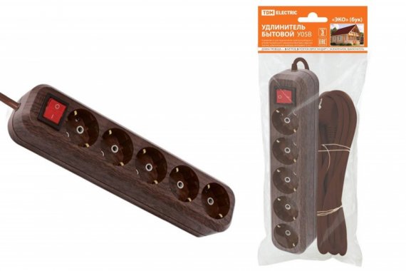 Фотография товара 'Tdm Удлинитель бытовой У05В выключатель, 5 гнезд, 5метров SQ1303-3122'