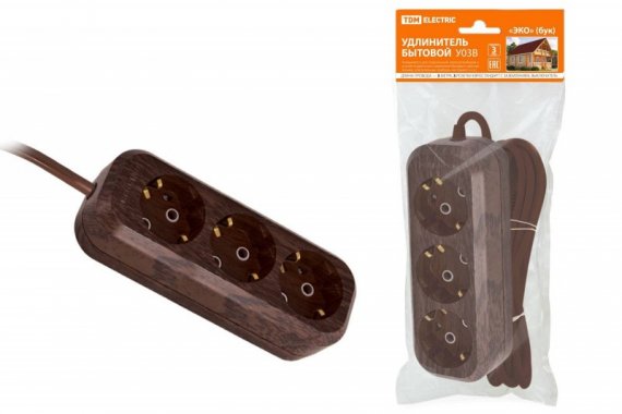 Фотография товара 'Tdm Удлинитель бытовой У03 3 гнезда, 3метра SQ1303-3001'