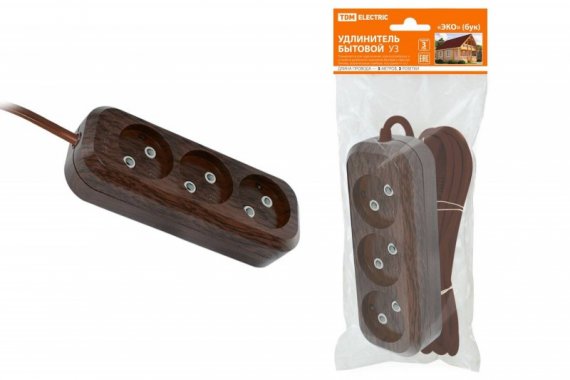 Фотография товара 'Tdm Удлинитель бытовой У3 3 гнезда SQ1303-3202'