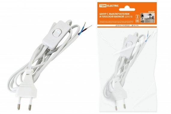 Фотография товара 'Tdm Шнур с выключателем и плоской вилкой ШУ01В ШВВП SQ1305-0001'