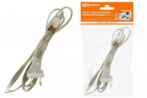 Фотография товара 'Tdm Шнур с выключателем и плоской вилкой ШУ01В ШВВП SQ1305-0004'