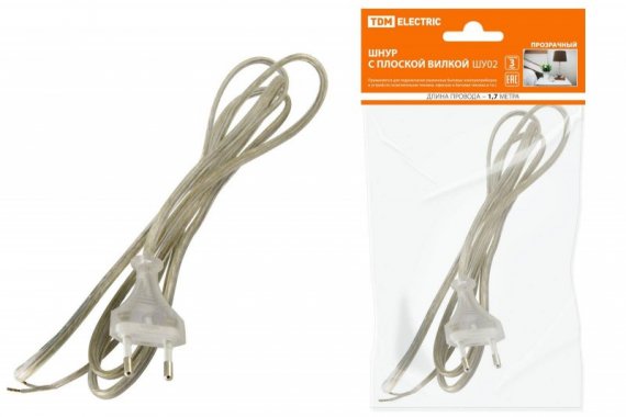 Фотография товара 'Tdm Шнур с плоской вилкой ШУ02 ШВВП SQ1305-0014'