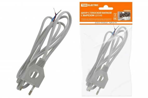 Фотография товара 'Tdm Шнур с плоской вилкой с вырезом ШУ04 ШВВП SQ1305-0035'