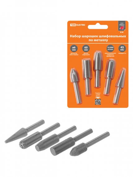 Фотография товара 'Tdm SQ1097-0523 Набор шарошек шлифовальных, Ø 6 мм, L 60 мм, по металлу'