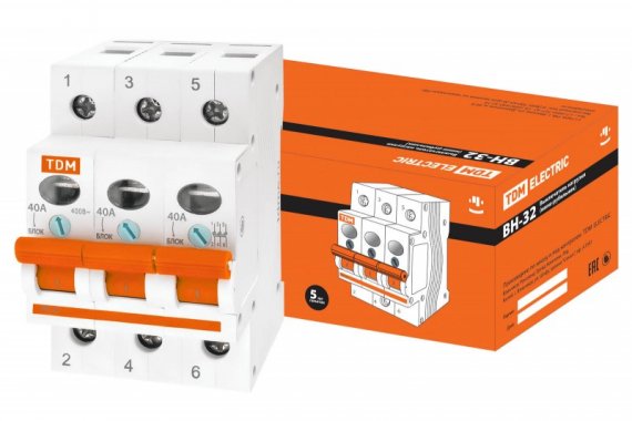 Фотография товара 'Tdm Выключатель нагрузки (мини-рубильник) ВН-32 3P 40A SQ0211-0025'
