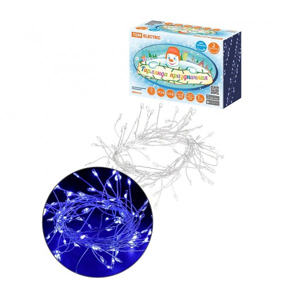 Фотография товара 'Tdm SQ0361-0201 Гирлянда светодиодная "Самоцветы" 100LED, 2 м, синий, USB, IP20'