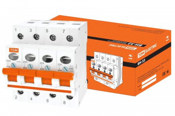 Фотография товара 'Tdm Выключатель нагрузки (мини-рубильник) ВН-32 4P 20A SQ0211-0032'