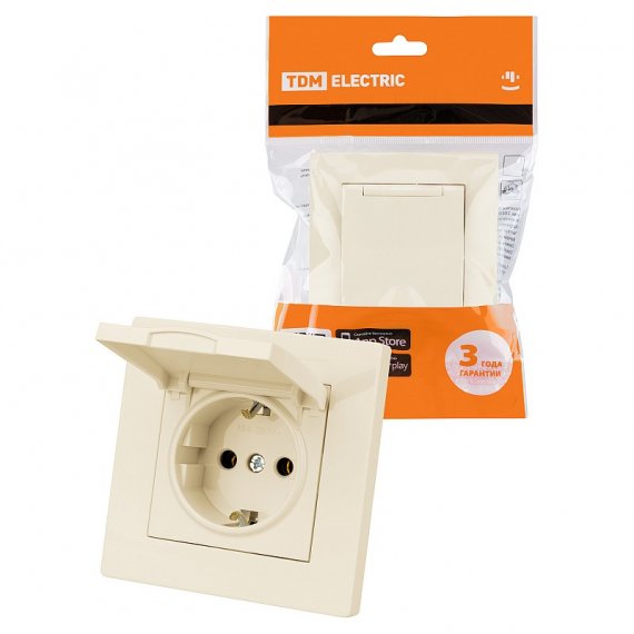 Фотография товара 'Tdm SQ1816-0138 Розетка 2П+З 16А 250В IP44 с крышкой'