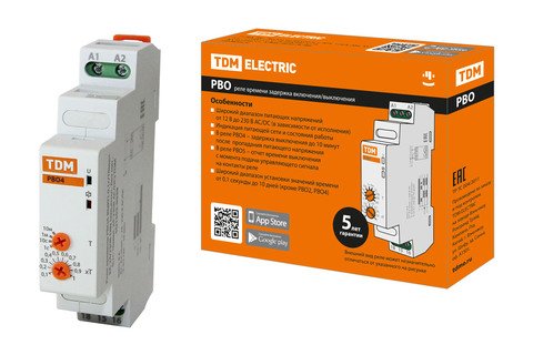 Фотография товара 'Tdm Реле времени РВО4-ВЫКП-0,1с/10мин-8А-24/230В-DIN SQ1503-0030'