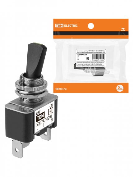 Фотография товара 'Tdm SQ0747-0291 Выключатель-тумблер ASW-07D-2 1P 12В AC/DC 30А (3c) ON-OFF'