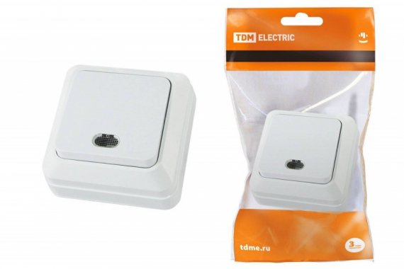 Фотография товара 'Tdm Выключатель 1-кл. открытой установки с подсветкой IP20 10А SQ1801-0009'